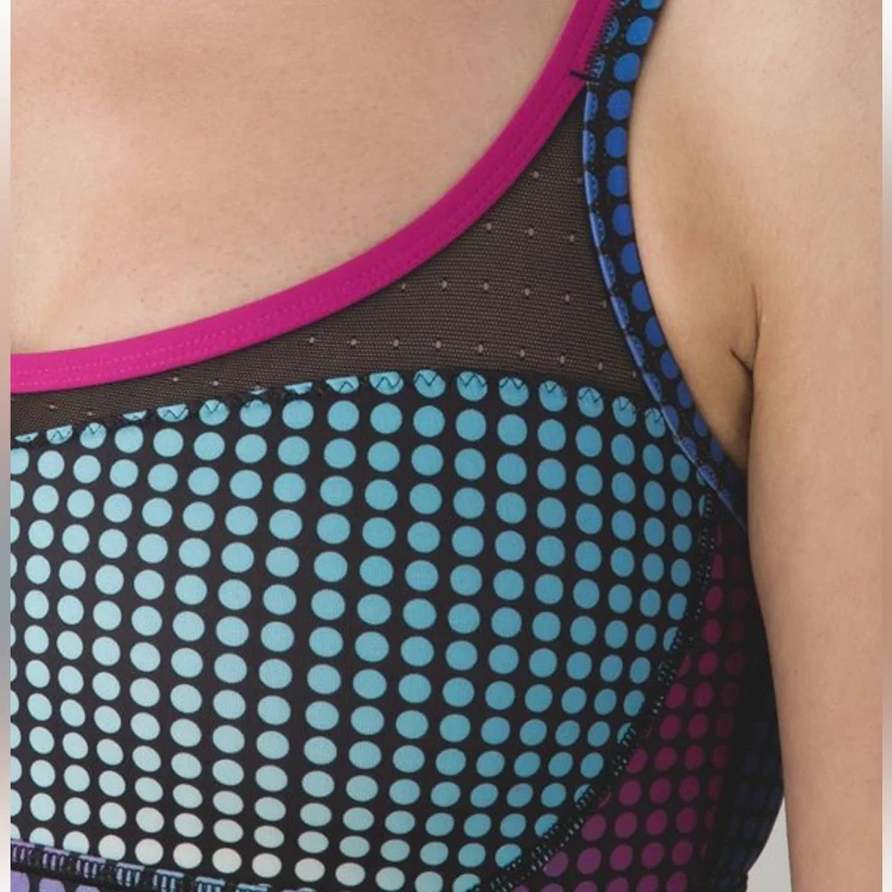 EUC- Lululemon Sweaty‎ Endeavor Cosmic Dot White Multi Bra